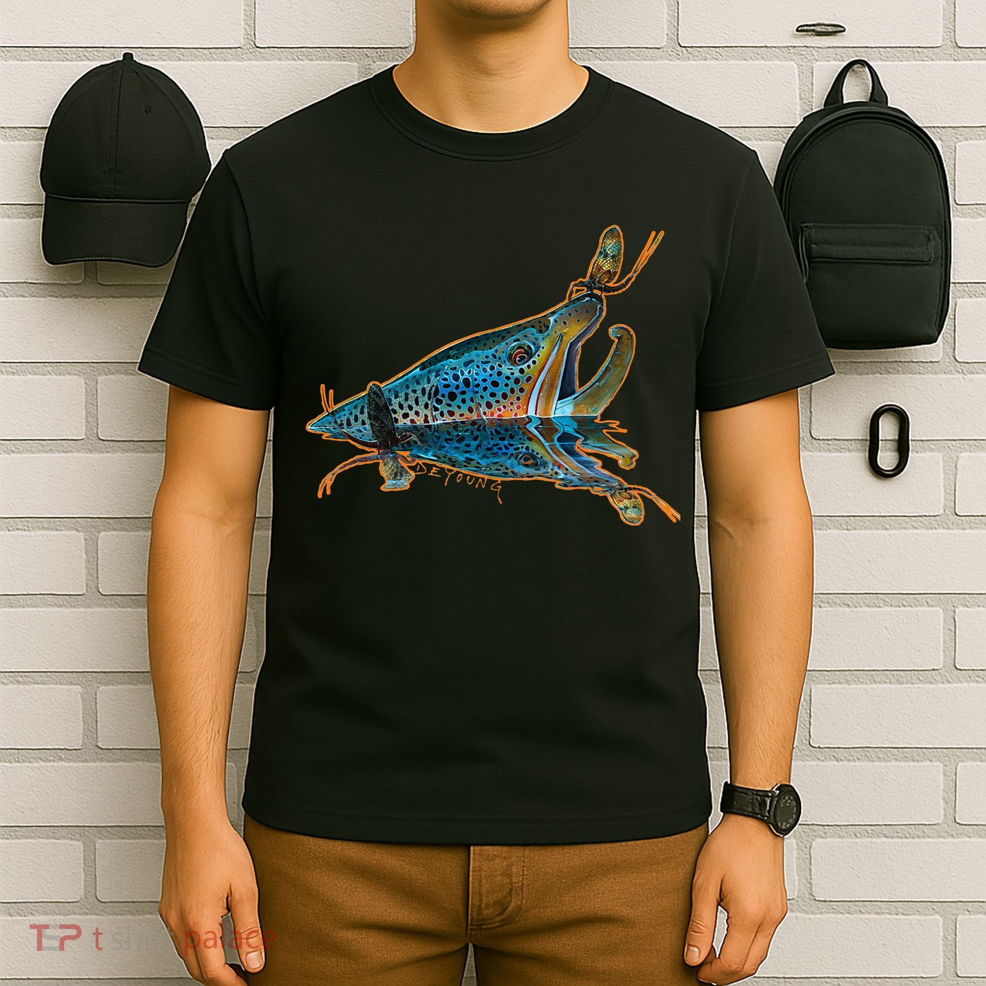 Brown Trout Fishing Emigrant Riser Fly Fishing T-Shirt