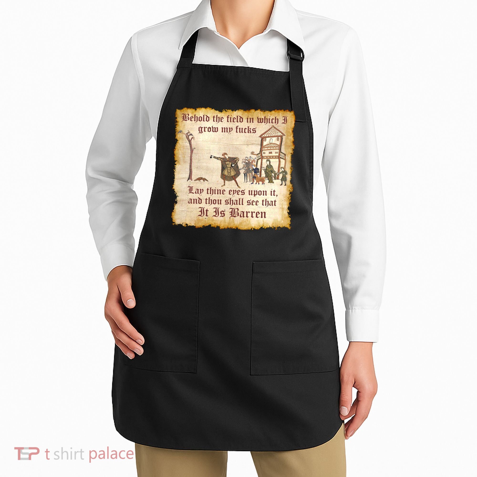Behold The Field Medieval Dank Meme Apron