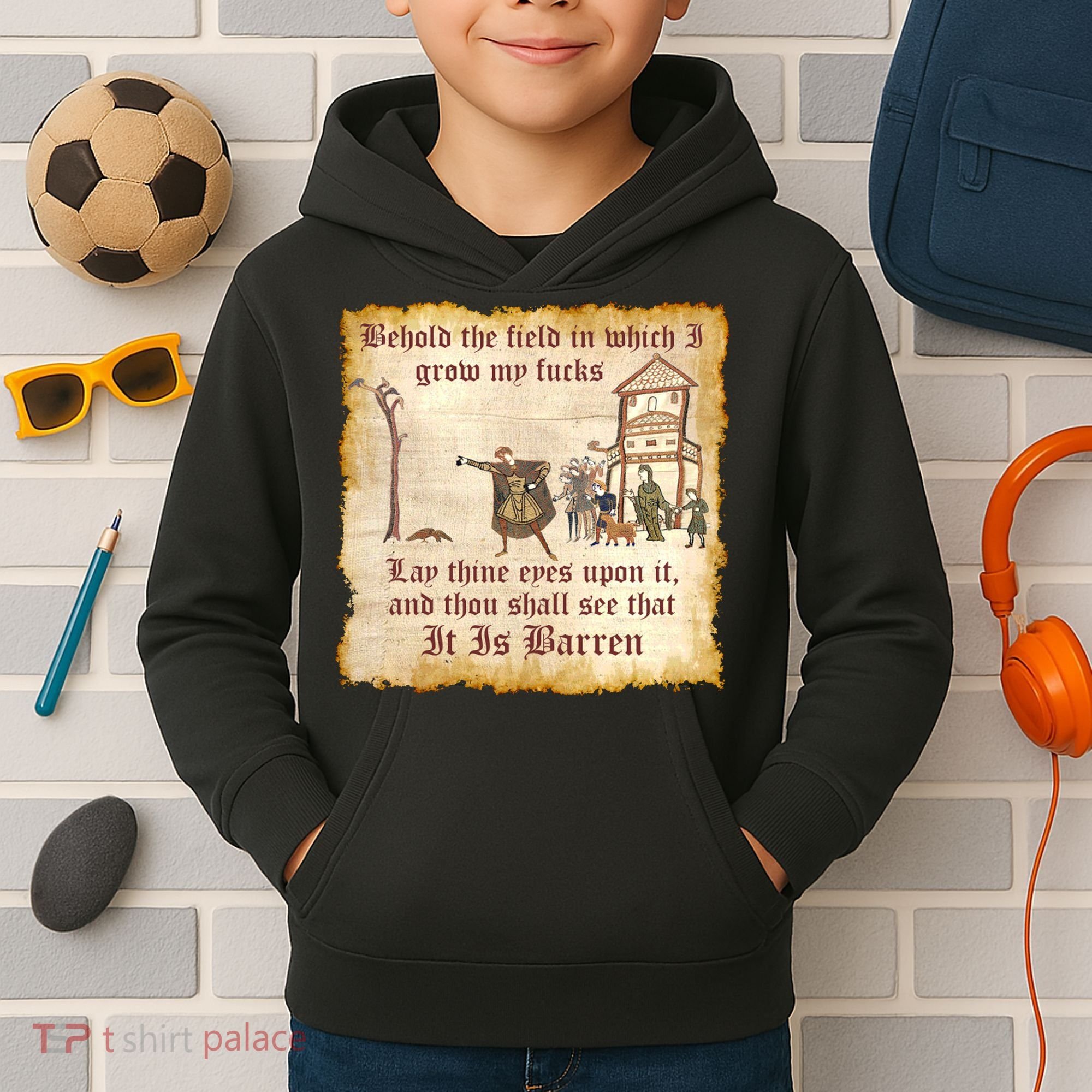 Behold The Field Medieval Dank Meme Kids Hoodie
