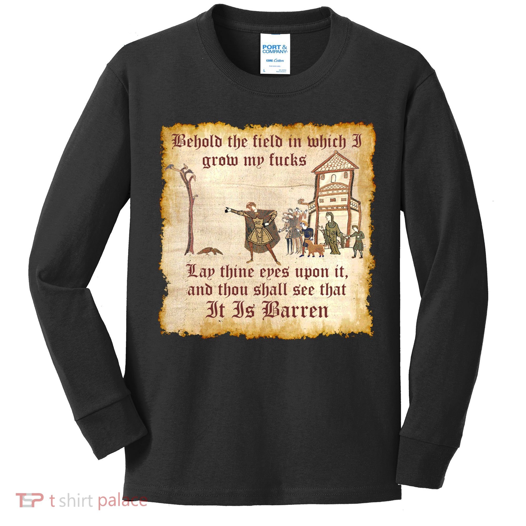 Behold The Field Medieval Dank Meme Kids Long Sleeve Shirt