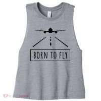 Born To Fly Aviation Pilot Flying Airplane Aircraft Gift Women's Racerback Cropped Tank thumb 0