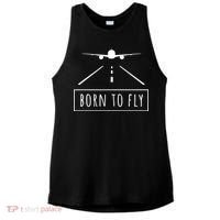Born To Fly Aviation Pilot Flying Airplane Aircraft Gift Ladies PosiCharge Tri-Blend Wicking Tank thumb 0