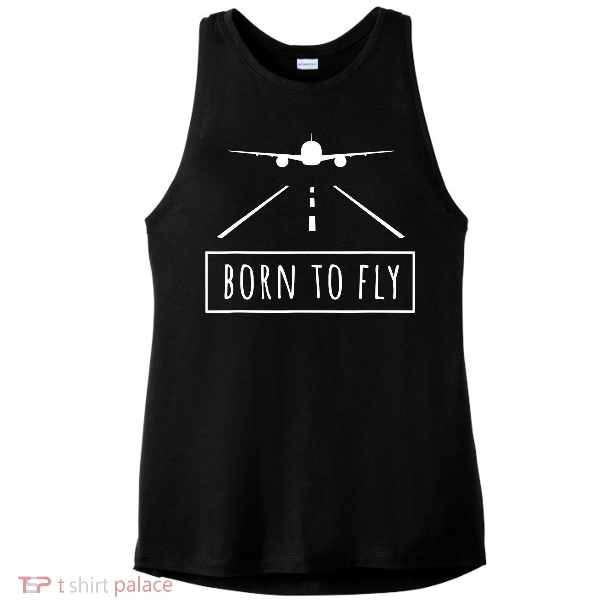 Born To Fly Aviation Pilot Flying Airplane Aircraft Gift Ladies PosiCharge Tri-Blend Wicking Tank