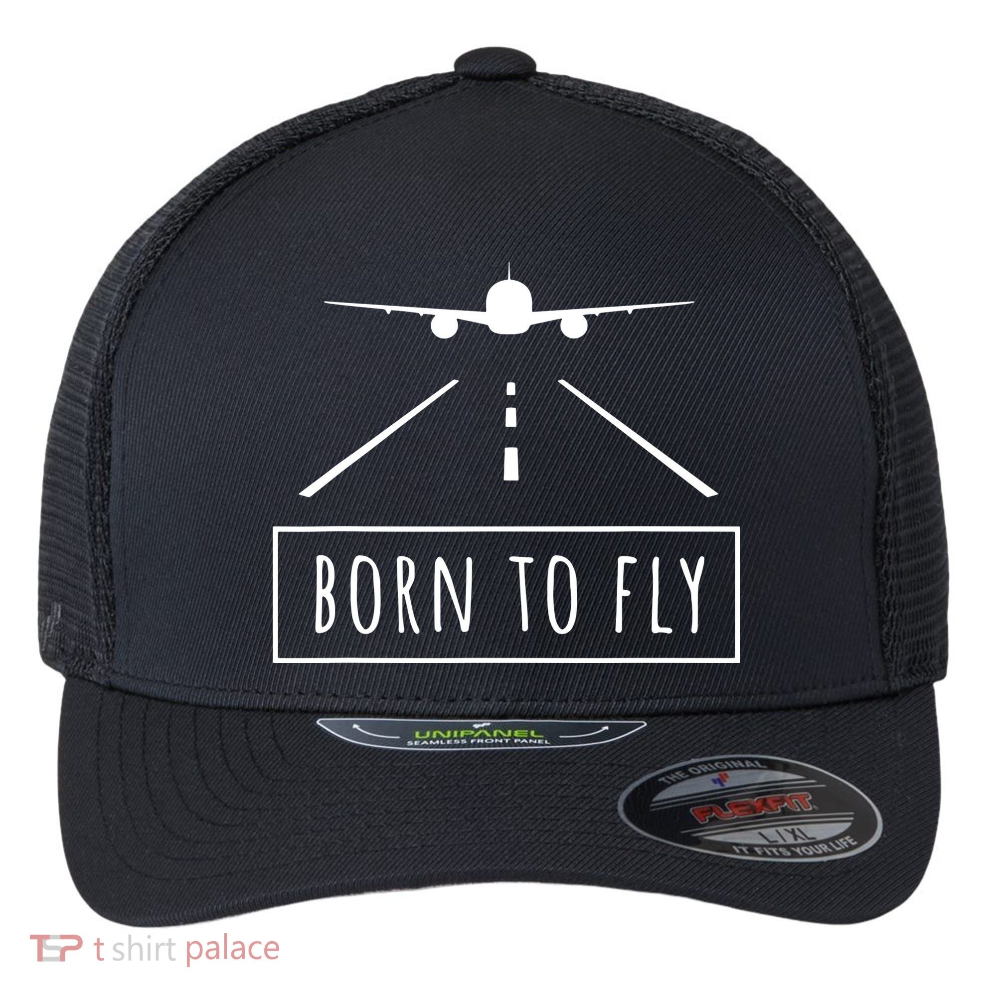 Born To Fly Aviation Pilot Flying Airplane Aircraft Gift Flexfit Unipanel Trucker Cap