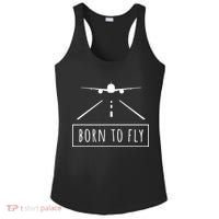 Born To Fly Aviation Pilot Flying Airplane Aircraft Gift Ladies PosiCharge Competitor Racerback Tank thumb 0