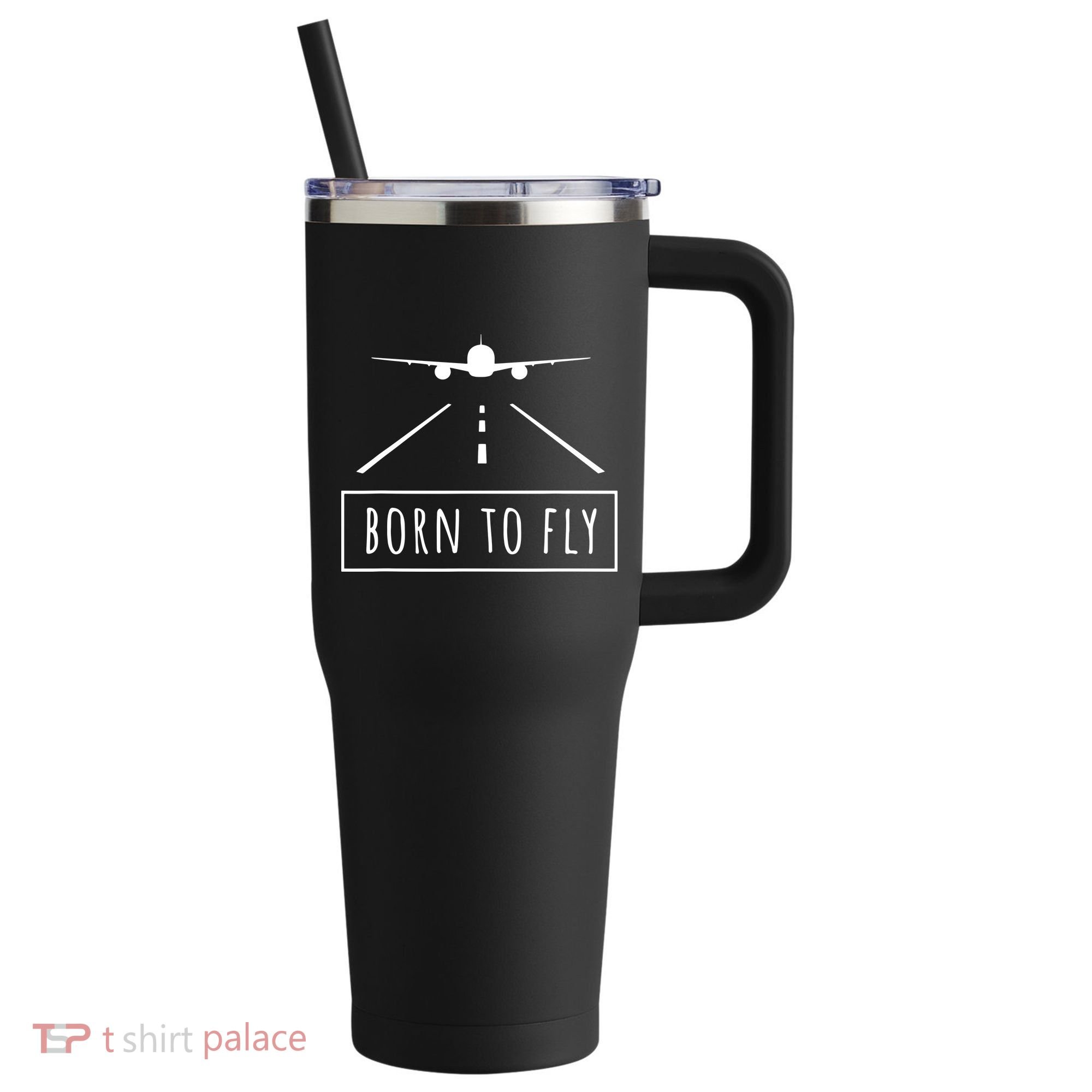 Born To Fly Aviation Pilot Flying Airplane Aircraft Gift 40oz Vacuum Insulated Stainless Steel Travel Tumbler