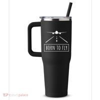 Born To Fly Aviation Pilot Flying Airplane Aircraft Gift 40oz Vacuum Insulated Stainless Steel Travel Tumbler thumb 2