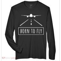 Born To Fly Aviation Pilot Flying Airplane Aircraft Gift Zone Performance Long-Sleeve T-Shirt thumb 0