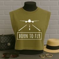 Born To Fly Aviation Pilot Flying Airplane Aircraft Gift Garment-Dyed Women's Muscle Tee thumb 3