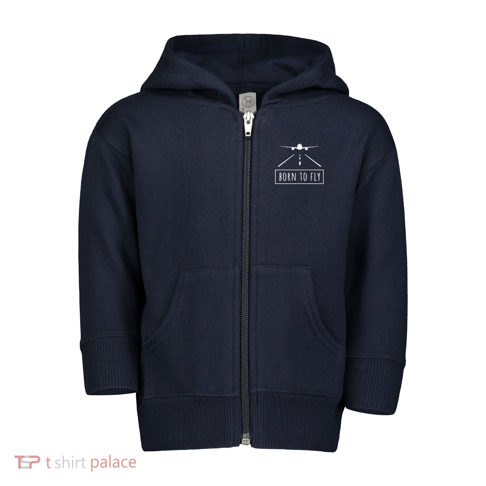 Born To Fly Aviation Pilot Flying Airplane Aircraft Gift Toddler Zip Fleece Hoodie