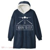 Born To Fly Aviation Pilot Flying Airplane Aircraft Gift Hooded Wearable Blanket thumb 0