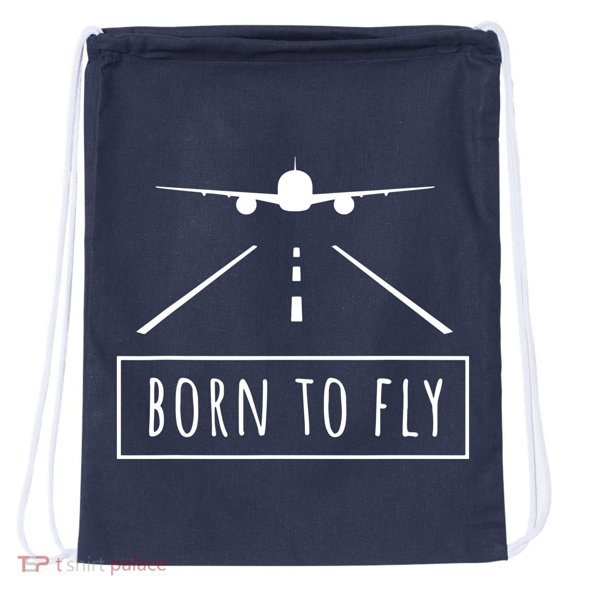 Born To Fly Aviation Pilot Flying Airplane Aircraft Gift Drawstring Bag