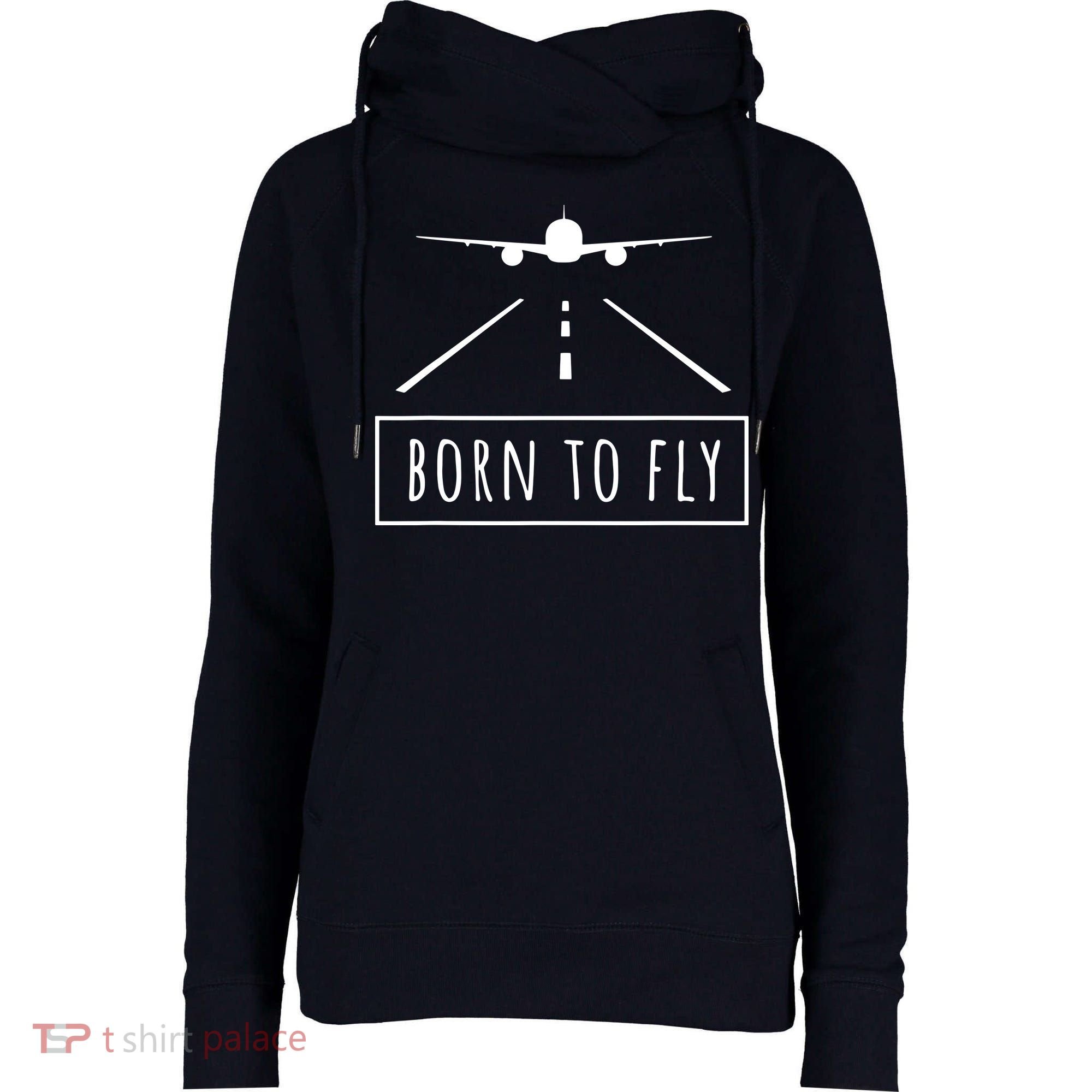 Born To Fly Aviation Pilot Flying Airplane Aircraft Gift Womens Funnel Neck Pullover Hood