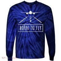Born To Fly Aviation Pilot Flying Airplane Aircraft Gift Tie-Dye Long Sleeve Shirt thumb 0
