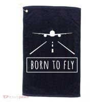 Born To Fly Aviation Pilot Flying Airplane Aircraft Gift Golf Towel thumb 0