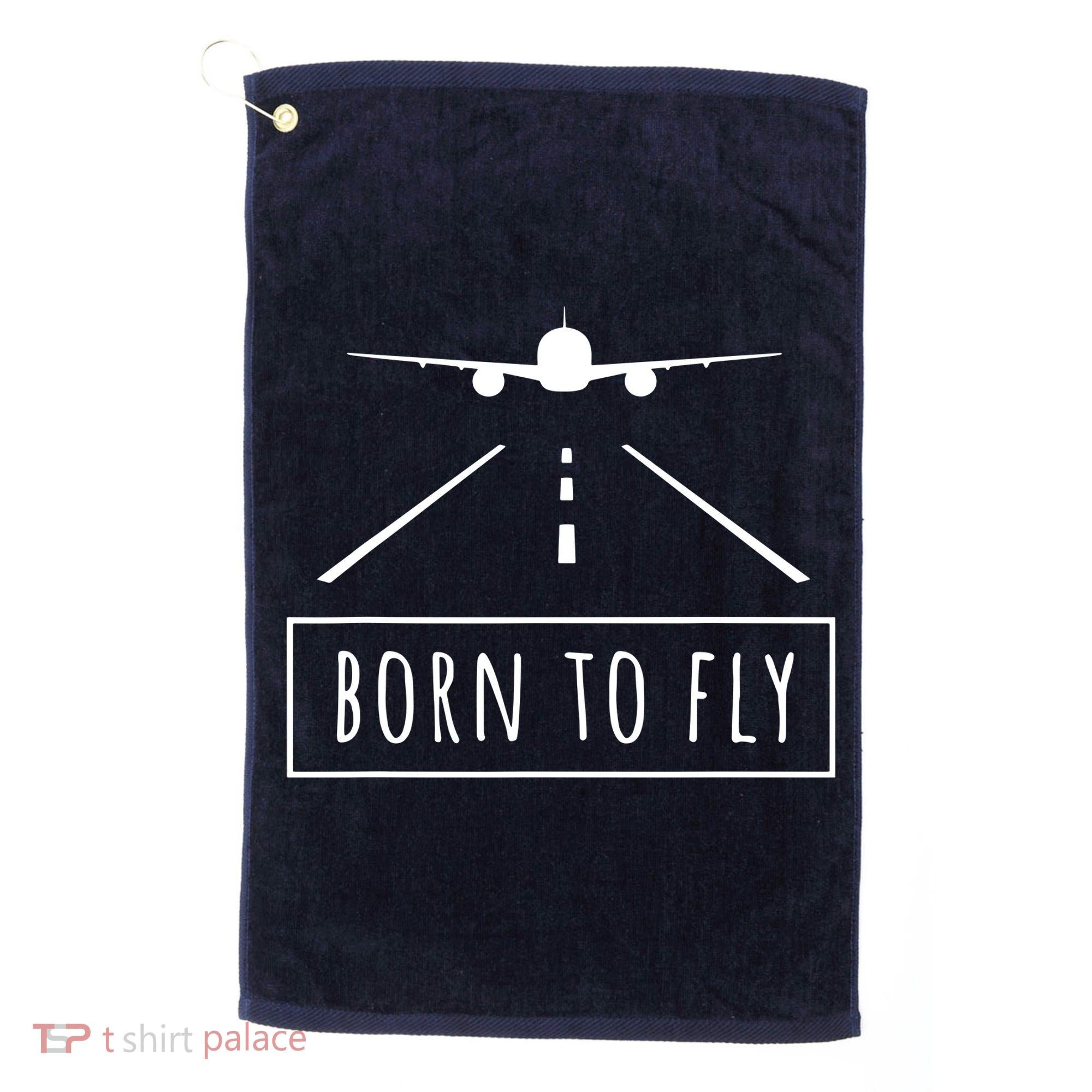 Born To Fly Aviation Pilot Flying Airplane Aircraft Gift Golf Towel