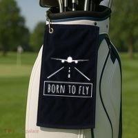Born To Fly Aviation Pilot Flying Airplane Aircraft Gift Golf Towel thumb 2