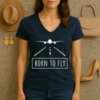 Born To Fly Aviation Pilot Flying Airplane Aircraft Gift Women's V-Neck T-Shirt thumb 3
