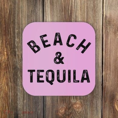 Beach & Tequila Funny Summer Vacation Saying Slogan Coaster