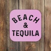 Beach & Tequila Funny Summer Vacation Saying Slogan Coaster thumb 0