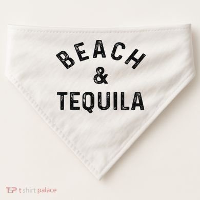 Beach & Tequila Funny Summer Vacation Saying Slogan USA-Made Doggie Bandana
