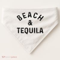 Beach & Tequila Funny Summer Vacation Saying Slogan USA-Made Doggie Bandana thumb 0