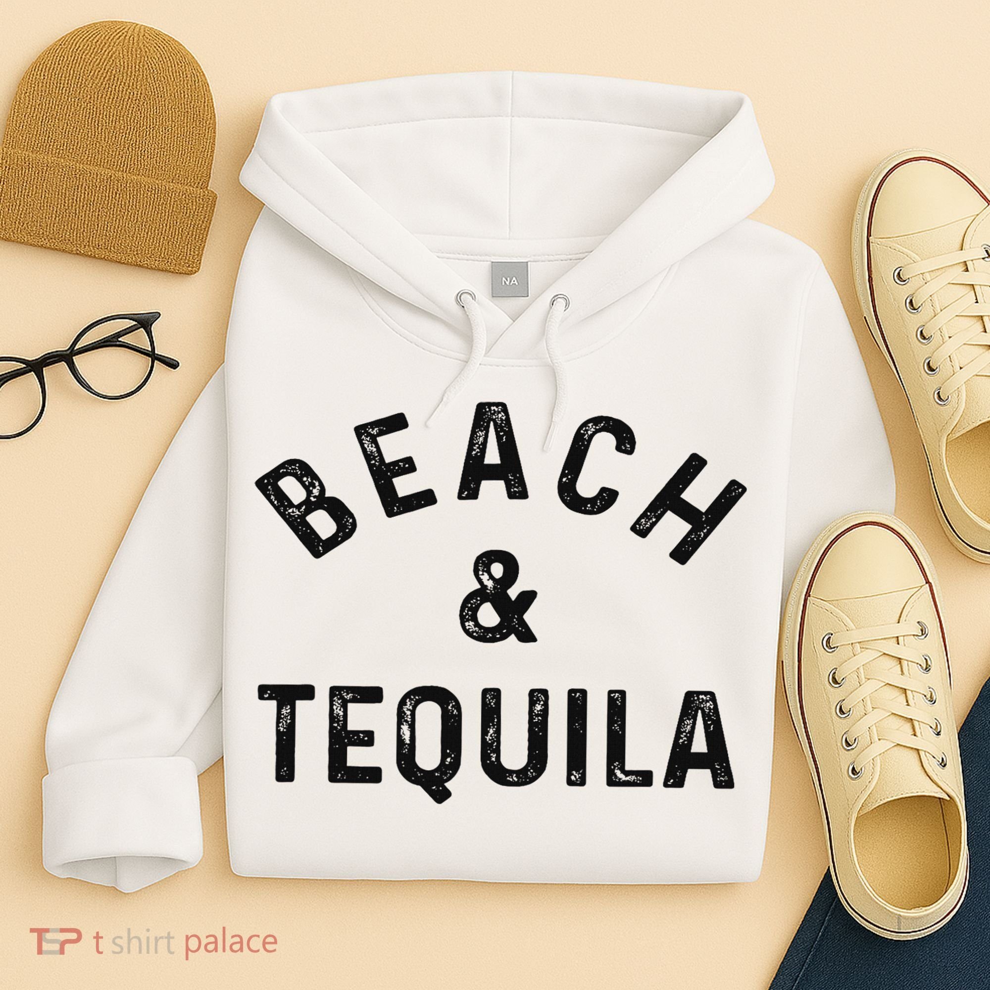 Beach & Tequila Funny Summer Vacation Saying Slogan Hoodie