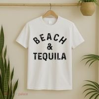 Beach & Tequila Funny Summer Vacation Saying Slogan T-Shirt thumb 2