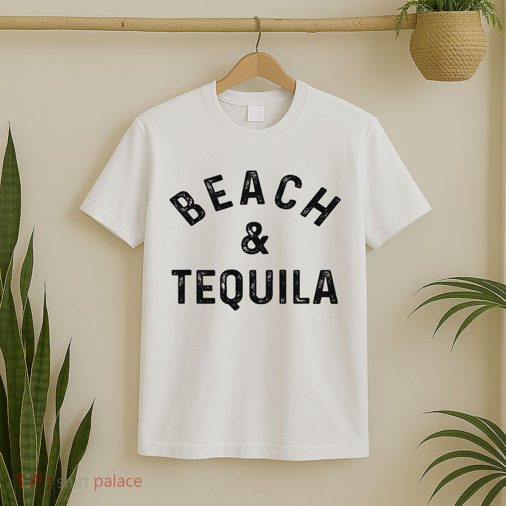 Beach & Tequila Funny Summer Vacation Saying Slogan T-Shirt