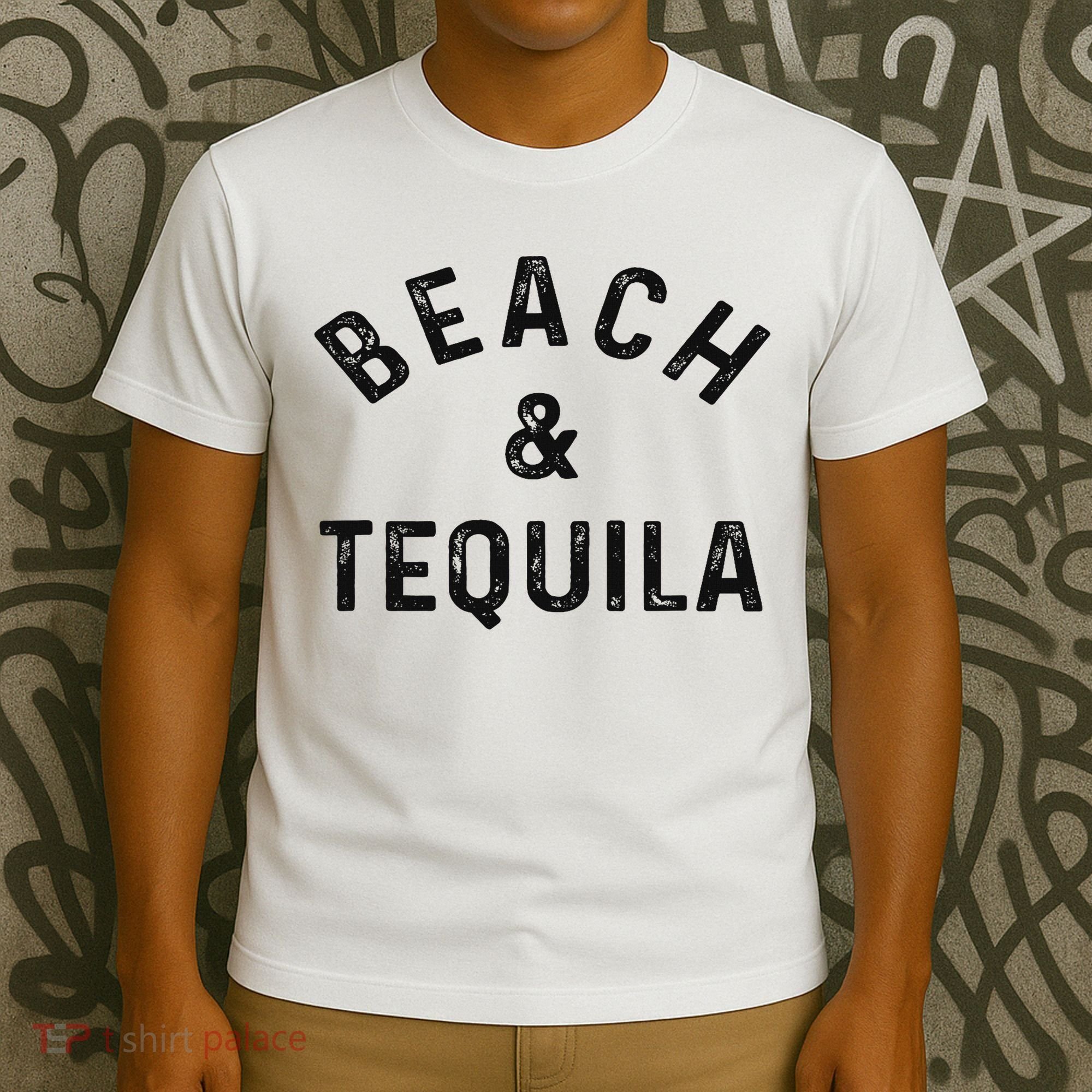 Beach & Tequila Funny Summer Vacation Saying Slogan T-Shirt