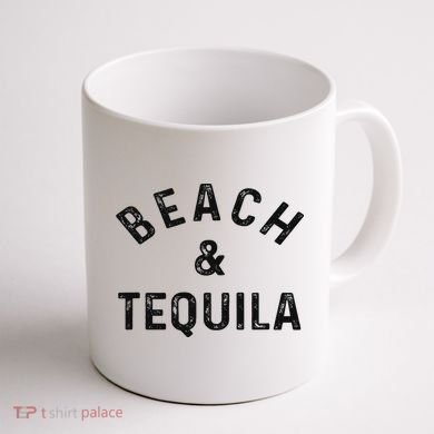 Beach & Tequila Funny Summer Vacation Saying Slogan Coffee Mug back