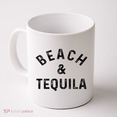 Beach & Tequila Funny Summer Vacation Saying Slogan Coffee Mug
