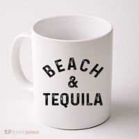 Beach & Tequila Funny Summer Vacation Saying Slogan Coffee Mug thumb 0