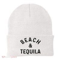 Beach & Tequila Funny Summer Vacation Saying Slogan Beanie thumb 0