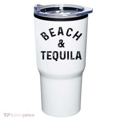 Beach & Tequila Funny Summer Vacation Saying Slogan Tumbler