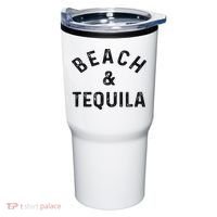 Beach & Tequila Funny Summer Vacation Saying Slogan Tumbler thumb 0