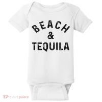 Beach & Tequila Funny Summer Vacation Saying Slogan Baby Bodysuit thumb 0