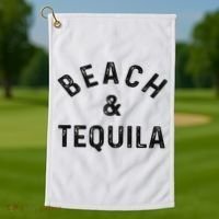 Beach & Tequila Funny Summer Vacation Saying Slogan Golf Towel thumb 1