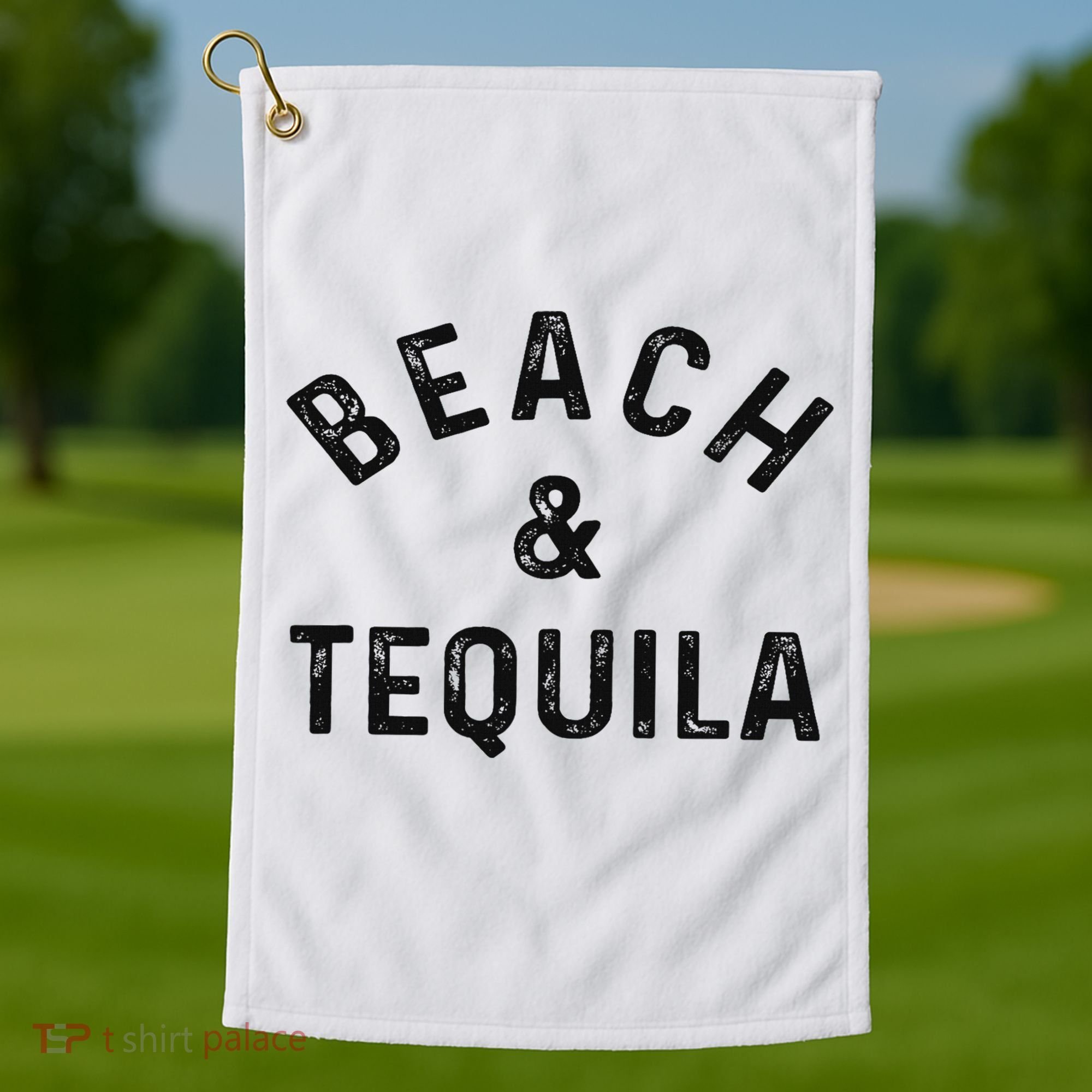 Beach & Tequila Funny Summer Vacation Saying Slogan Golf Towel