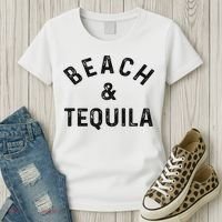 Beach & Tequila Funny Summer Vacation Saying Slogan Women's T-Shirt thumb 3