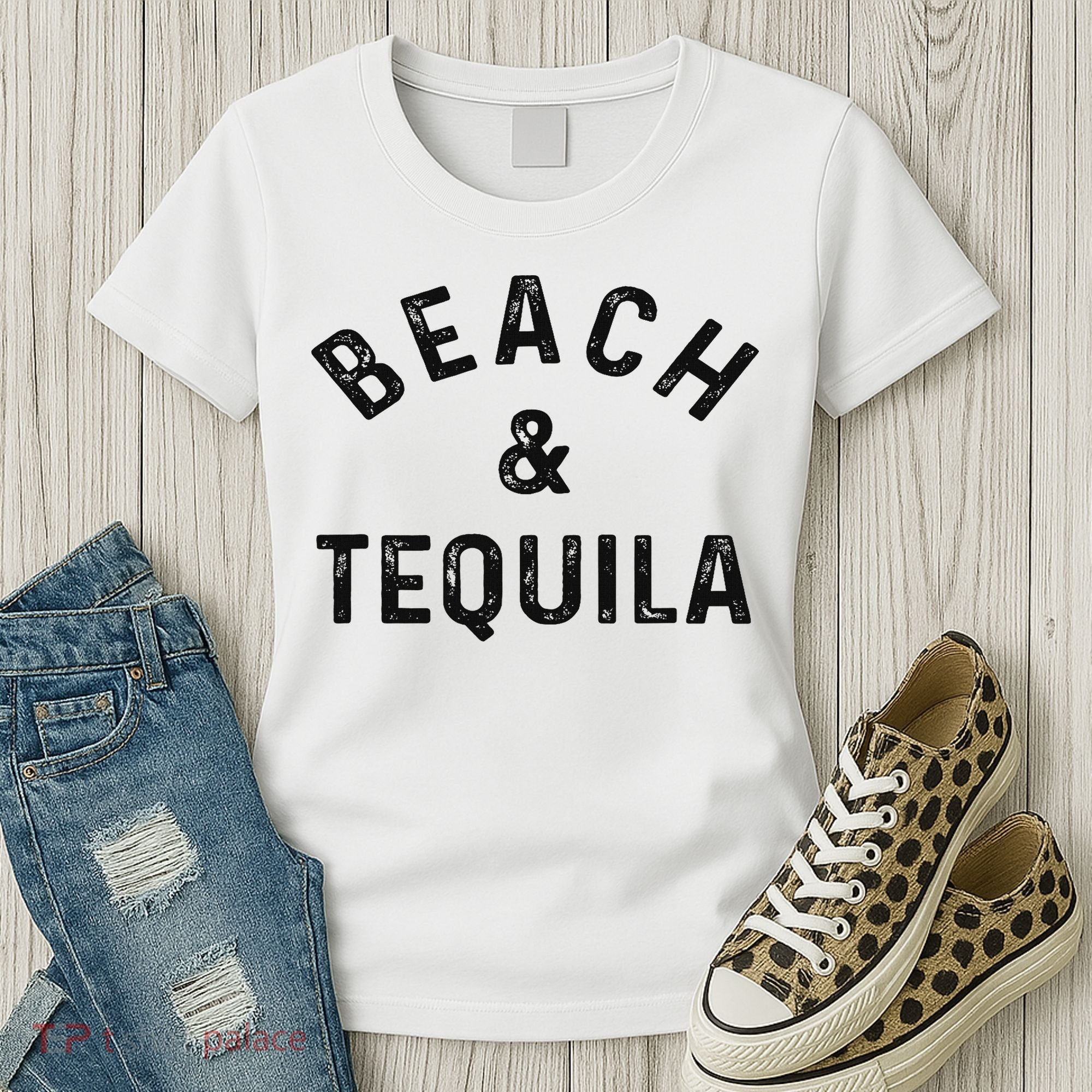 Beach & Tequila Funny Summer Vacation Saying Slogan Women's T-Shirt