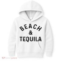 Beach & Tequila Funny Summer Vacation Saying Slogan Kids Hoodie thumb 0