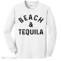 Beach & Tequila Funny Summer Vacation Saying Slogan Kids Long Sleeve Shirt thumb 0