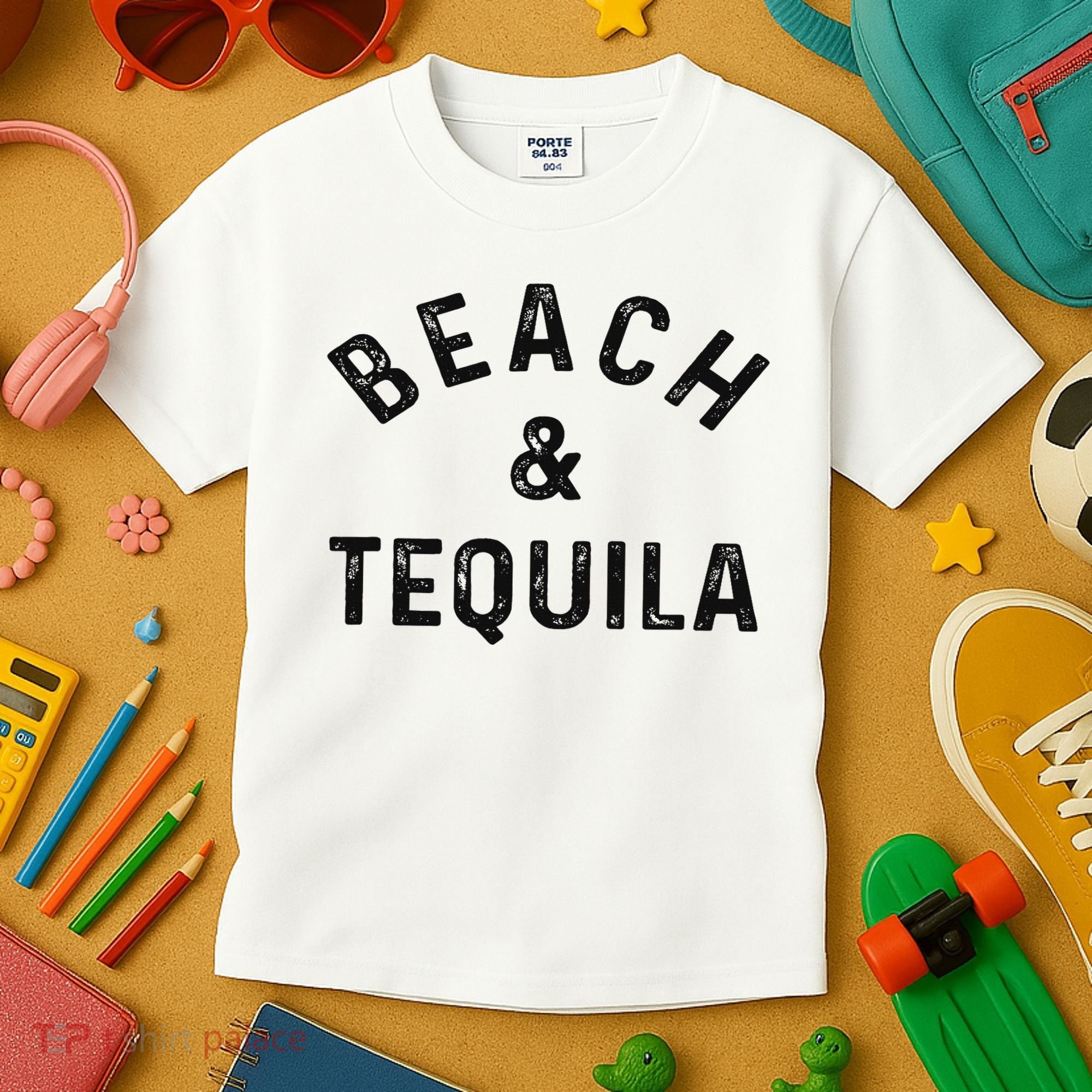 Beach & Tequila Funny Summer Vacation Saying Slogan Kids T-Shirt