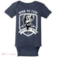 Born To Fish Forced To Work Fisher Man Baby Bodysuit thumb 0