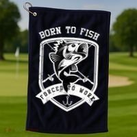 Born To Fish Forced To Work Fisher Man Golf Towel thumb 1