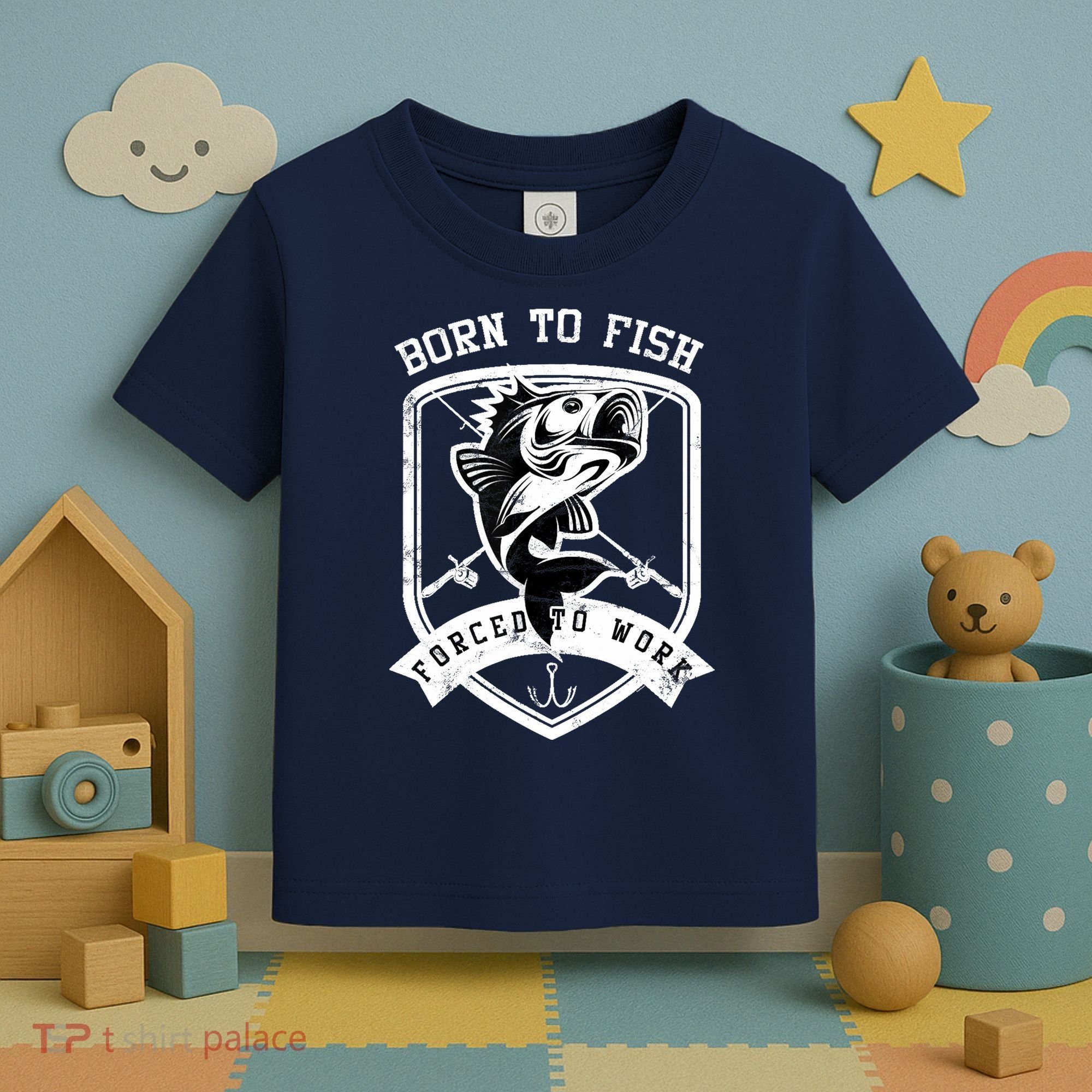Born To Fish Forced To Work Fisher Man Toddler T-Shirt