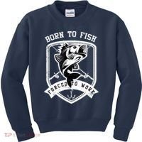 Born To Fish Forced To Work Fisher Man Kids Sweatshirt thumb 0