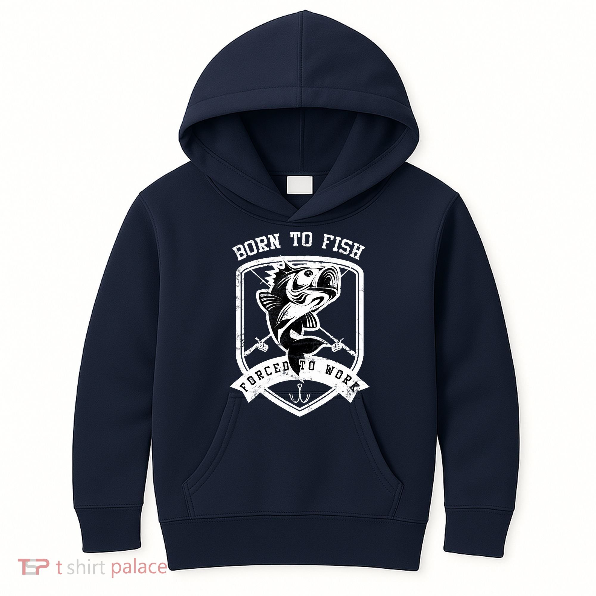 Born To Fish Forced To Work Fisher Man Kids Hoodie