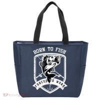 Born To Fish Forced To Work Fisher Man Tote Bag thumb 0